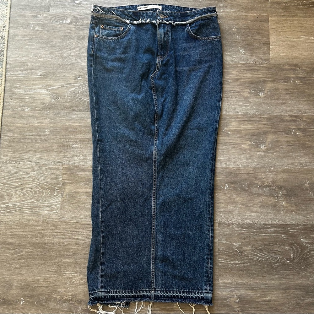 GRLFRND The Kate Low Rise Slim CropDenim Jeans Skirt Size 29 (34 Hip)